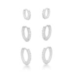 Trio Argola Cravejado Em Prata 925