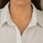 Colar Pingente Oval Zircônia Verde Cravejado - Imagem 2