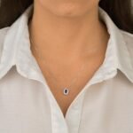 Colar Pingente Oval Zircônia Azul Cravejado - Imagem 2