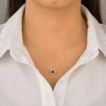 Colar Pingente Redondo Zircônia  Vermelha Cravejado - Imagem 2