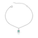 Pulseira Ponto de Luz Quadrado Zircônia Verde-Água Cravejado