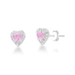 Brinco Coração Cravejado Rosa