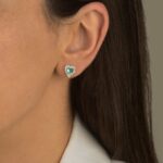 Brinco Coração Cravejado Verde -Água - Imagem 2