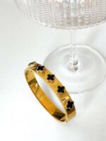 Bracelete Trevo Preto -Dourado - Imagem 2