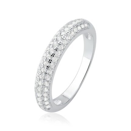 Anel Meia Aliança Brilho Eterno – Prata 925 com Zircônias