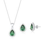 Conjunto Esmeralda Imperial – Prata 925 com Zircônia Gota