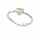 Anel Solitário Coração Amarelo – Prata 925