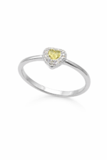 Anel Solitário Coração Amarelo – Prata 925