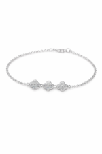 Pulseira Três Trevos Cravejados -Prata 925