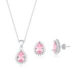 Conjunto Aurora Rosa – Prata 925 com Zircônia Gota