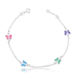 Pulseira Borboletas Coloridas – Prata 925