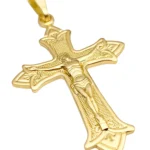 Pingente Crucifixo Dourado Detalhes - Imagem 2