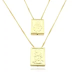 Colar Escapulário Dourado Sagrado