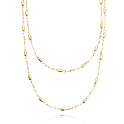 Colar Mix Dourado Elos com Detalhes Ovais