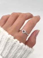 Anel Coração Ametista Zircônias - Prata 925 - Imagem 2