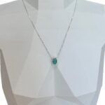 Colar Gota Verde Esmeralda Cravejado - Prata 925