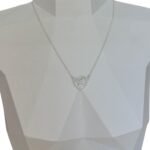 Colar Coração Fé Cravejado - Prata 925