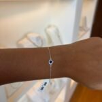 Pulseira Coração Azul Safira Cravejada - Prata 925