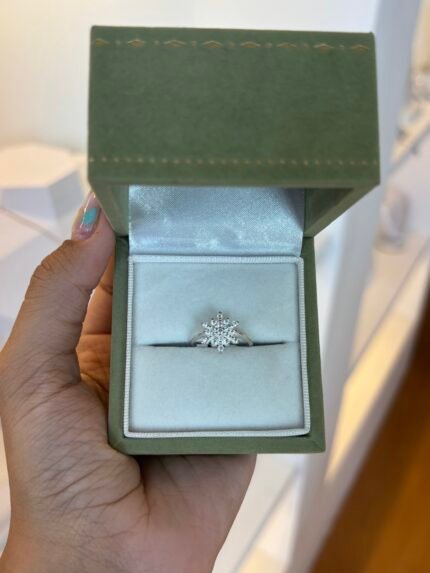 Anel Solitário Floco em Prata 925