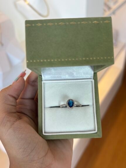 Anel Solitário Blue em Prata 925