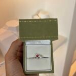 Anel Coração Duplo Rosa em Prata 925K