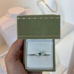 Anel Duo Coração Verde em Prata 925