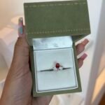 Anel Solitário Zircônia Vermelho Rubi em Prata 925K