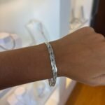 Pulseira Feminina Malha Trançada com Brilho - Prata 925K