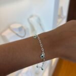 Pulseira Elos com Pingentes Coração Verde - Prata 925